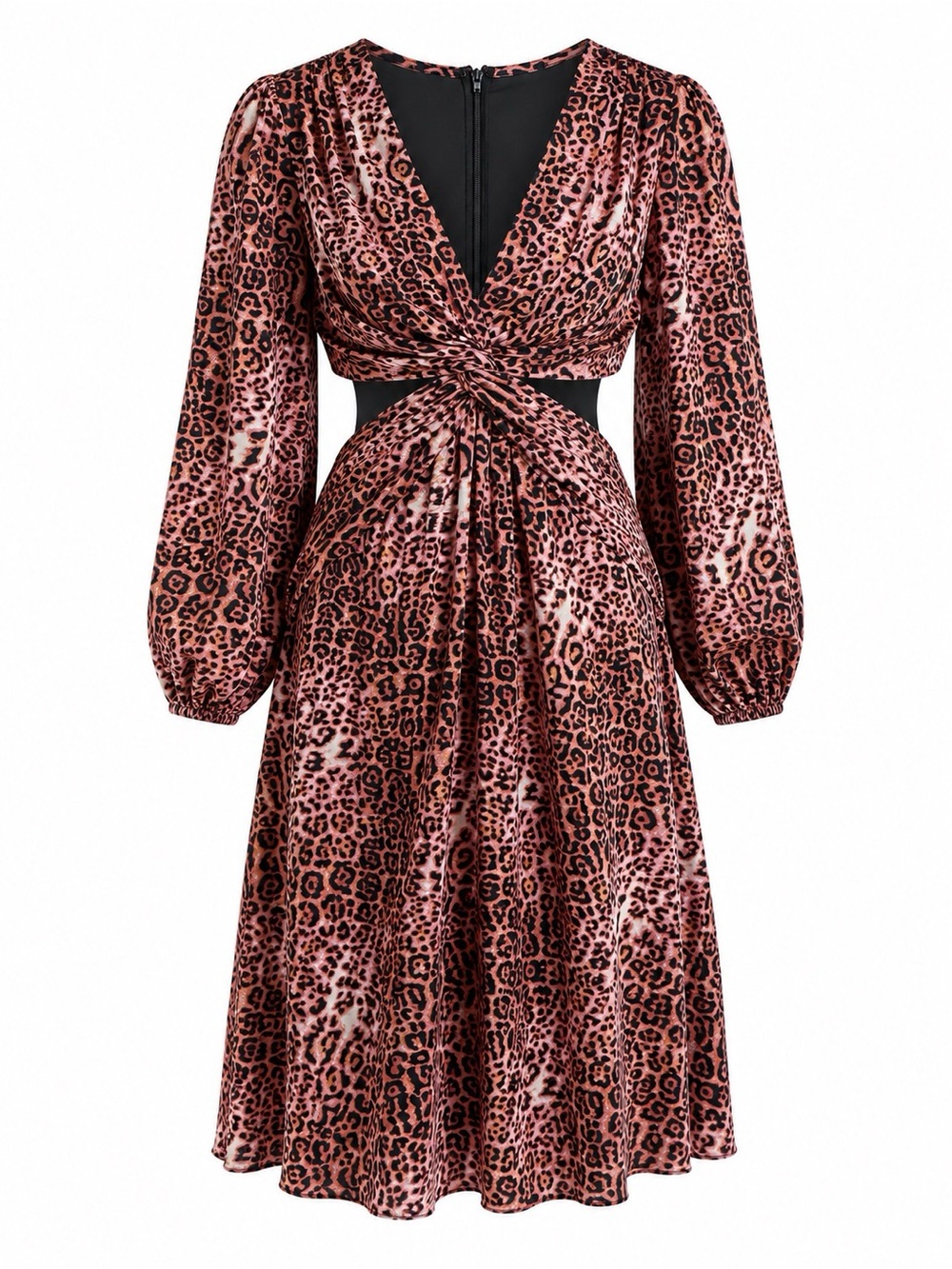 Anthropologie x Ranna Gill Leopard Print Twist Front Cutout Midi Dress XS